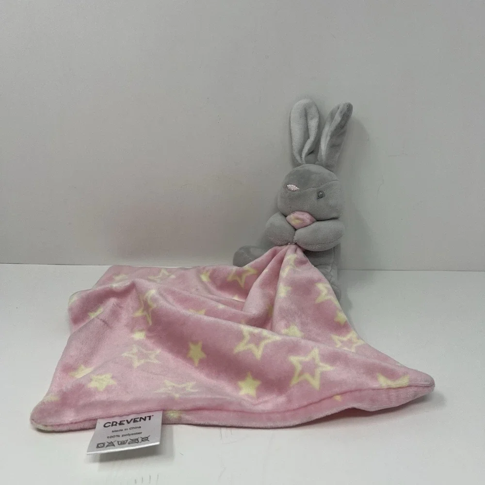 Crevent Bunny Rabbit Baby Lovey Gray Pink Security lovies 8